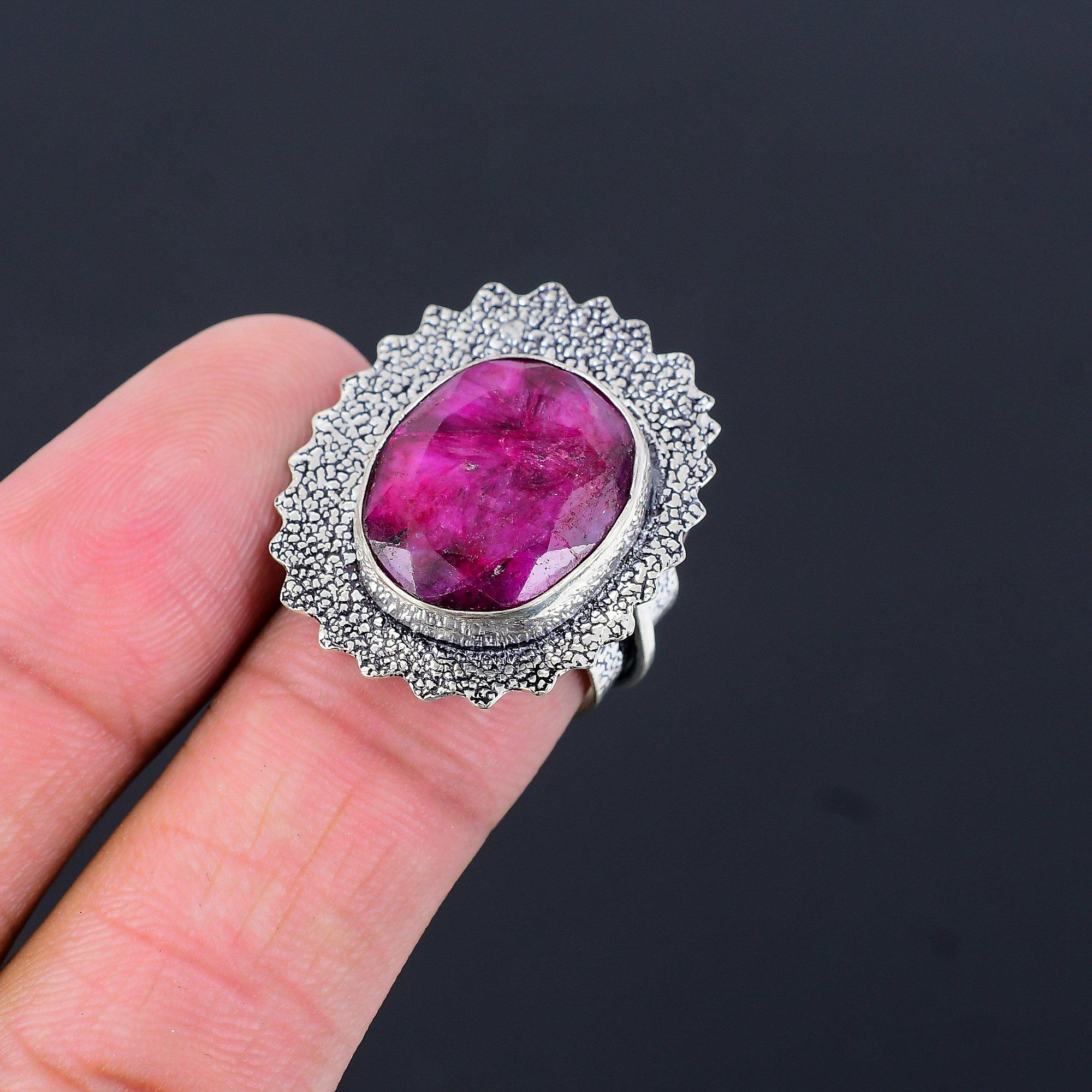 Sterling Silver Kashmir Ruby Gemstone New Promise Engagement Ring Jewelry US 7.5 7.5