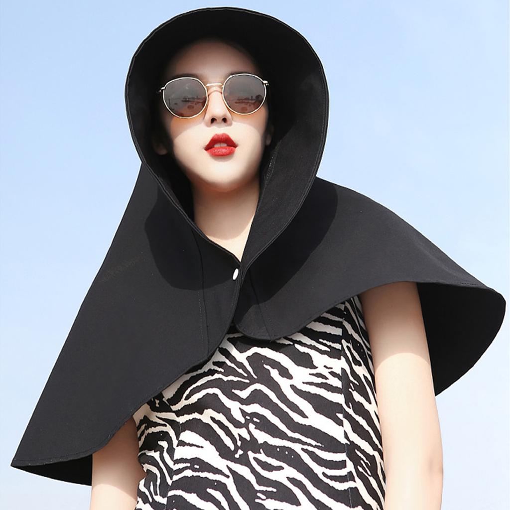 Women Sun Protection Fishing Hat Wide Brim UV Protection Sun Protection Hat for Summer Hiking Gardening Neck Protection Black