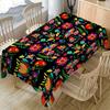 Mexican Day of The Dead Flowers Birds Waterproof Tablecloth Table Decor Farmhouse Kitchen Dining Table Cloth Holiday Party Decor