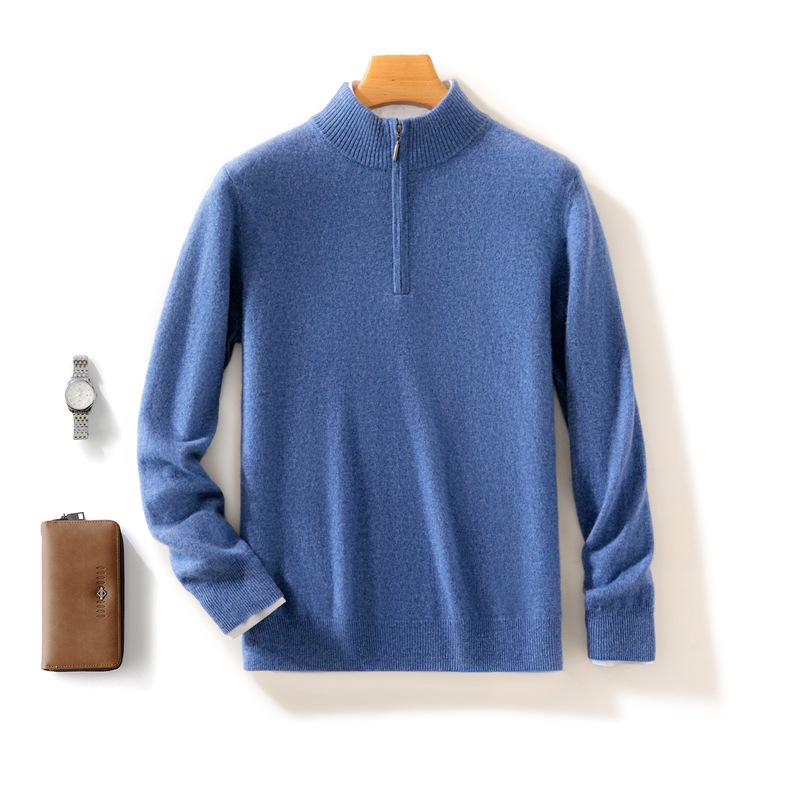 Men's Cashmere Half-Zip Thermal Sweater for Business Casual Wear