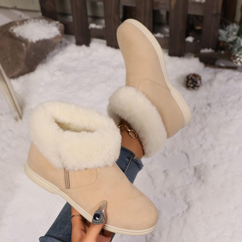 Large size snow boots for women's autumn and winter new flipped plush thickened snow boots cotton boots cotton shoes for women