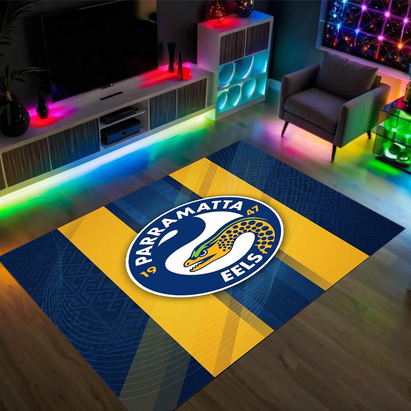Parramatta Eels Design Crystal Velvet Carpet Cozy Non?Slip Printed Rug For Bedroom Living Room Entrance