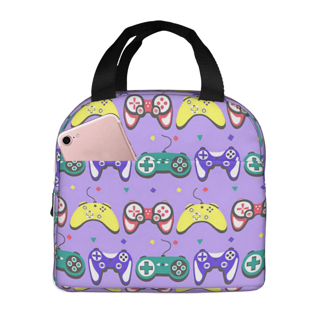 Game Controllers Game Joystick Insulated Lunch Tote Bag for Women Portable Cooler Thermal Bento Box Work School Travel