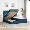 Vidaxl Cama Otomana Com Colchões E LEDs Azul Escuro