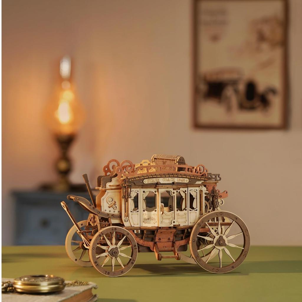 Tsukurundesu® 3D Wooden Puzzle Music Box Series (Stagecoach) with Japanese Instructions