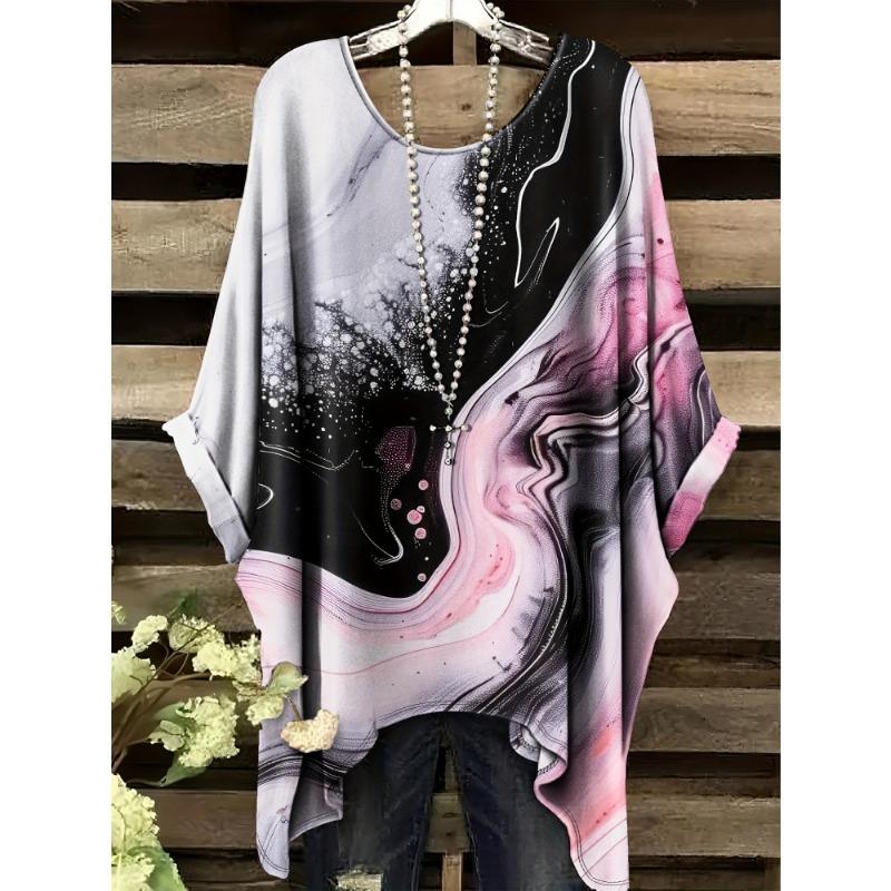 Camisetas para Mujer Estampado de Mármol Dorado Versátiles Máquina Verano Comodidad Manga Corta Lavables Bohemio Ropa Vintage