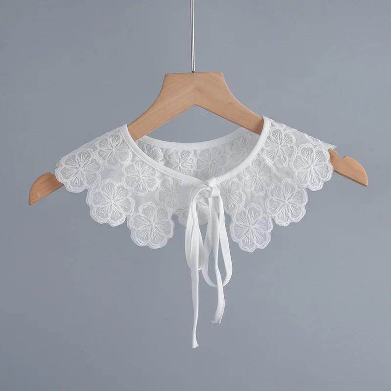 Cotton Lapel False Collar for Women Doll Ruffled Shoulder Wraps White Fake Collar Necktie for Shirt Detachable Collar Fuax Cols