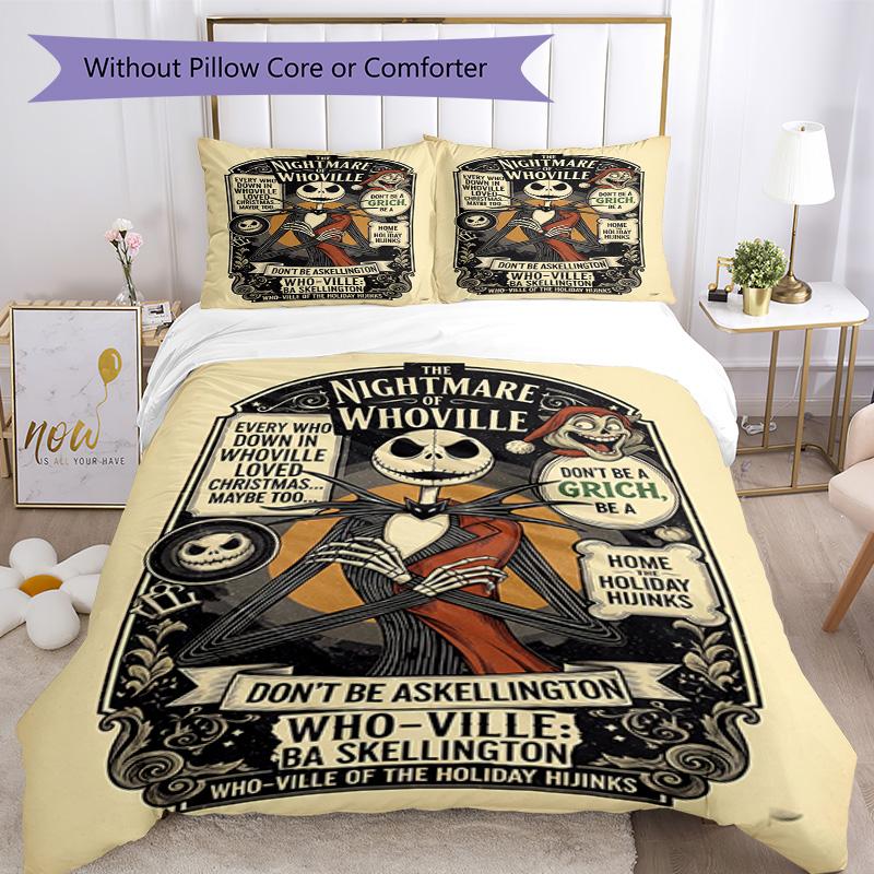 Christmas Nightmare Bedding Set Breathable Duvet Cover with Pillowcases Decorative Bed Linen for Bedroom Home Decoration Birthday Gift