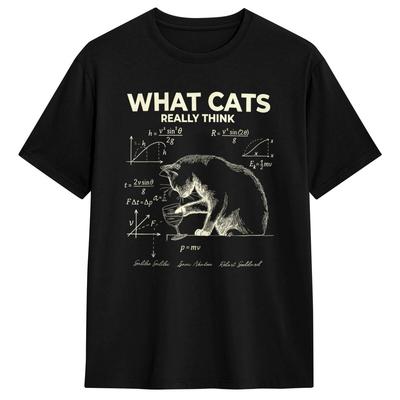 Herren Lustige Wissenschaft Physik Katze Meme Was Katzen Wirklich Denken T-Shirts T-Shirts Kurzarm T-Shirt Rundhals T-Shirt Große Größen 5XL