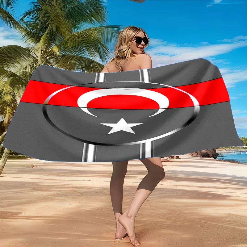 Turkish Flag Design Beach Towel, Quick-drying, Easy to Care for, Suitable for Both Fitness and Beach Vacations,Sports Essential