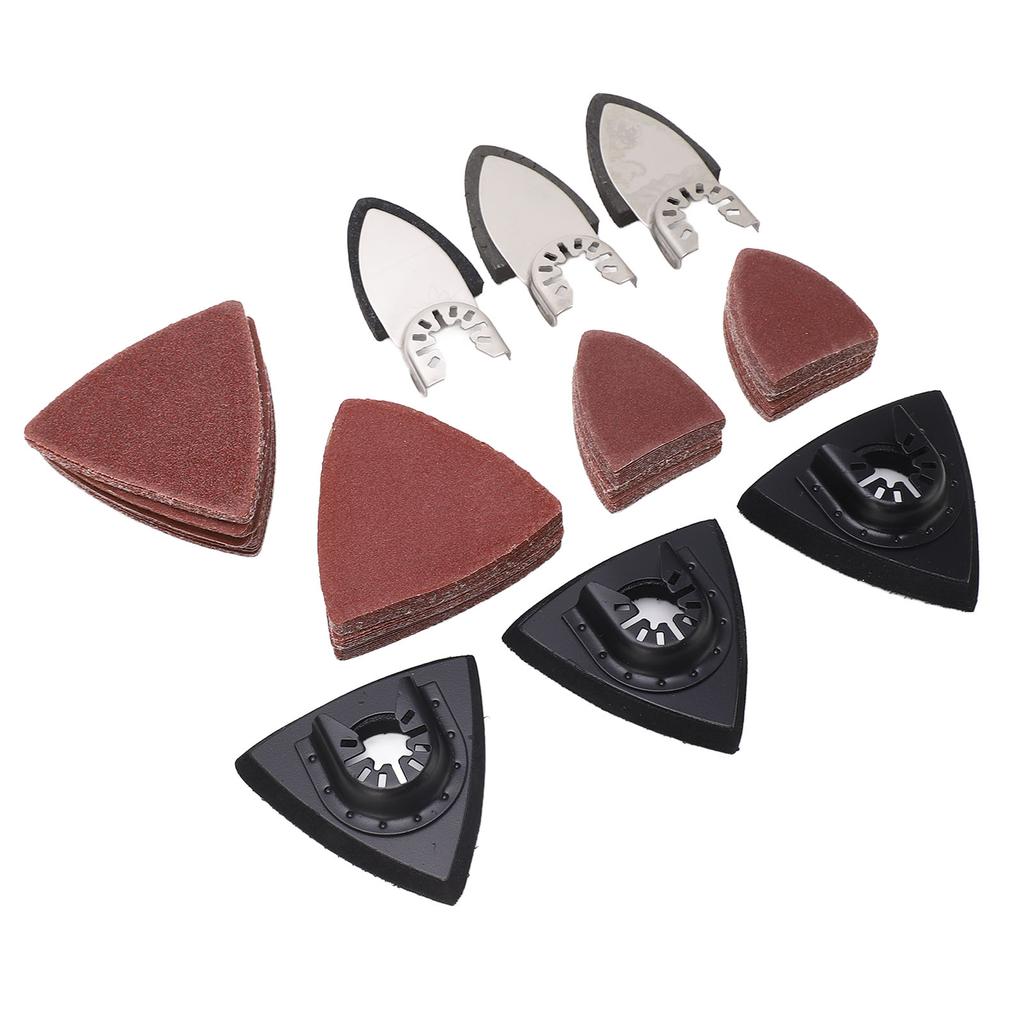 Kit 106 Buc Paduri de Șlefuire pentru Unealtă Oscilantă pentru Metal 6 Buc Pad de Șlefuire Triunghiular cu Deget 100 Buc