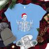 Christmas Skeleton Shirt Funny Lights Skull TShirts for Unisex Unisex Classic Street Style Tops Tees Xmas Santa Hat Skull Clothes