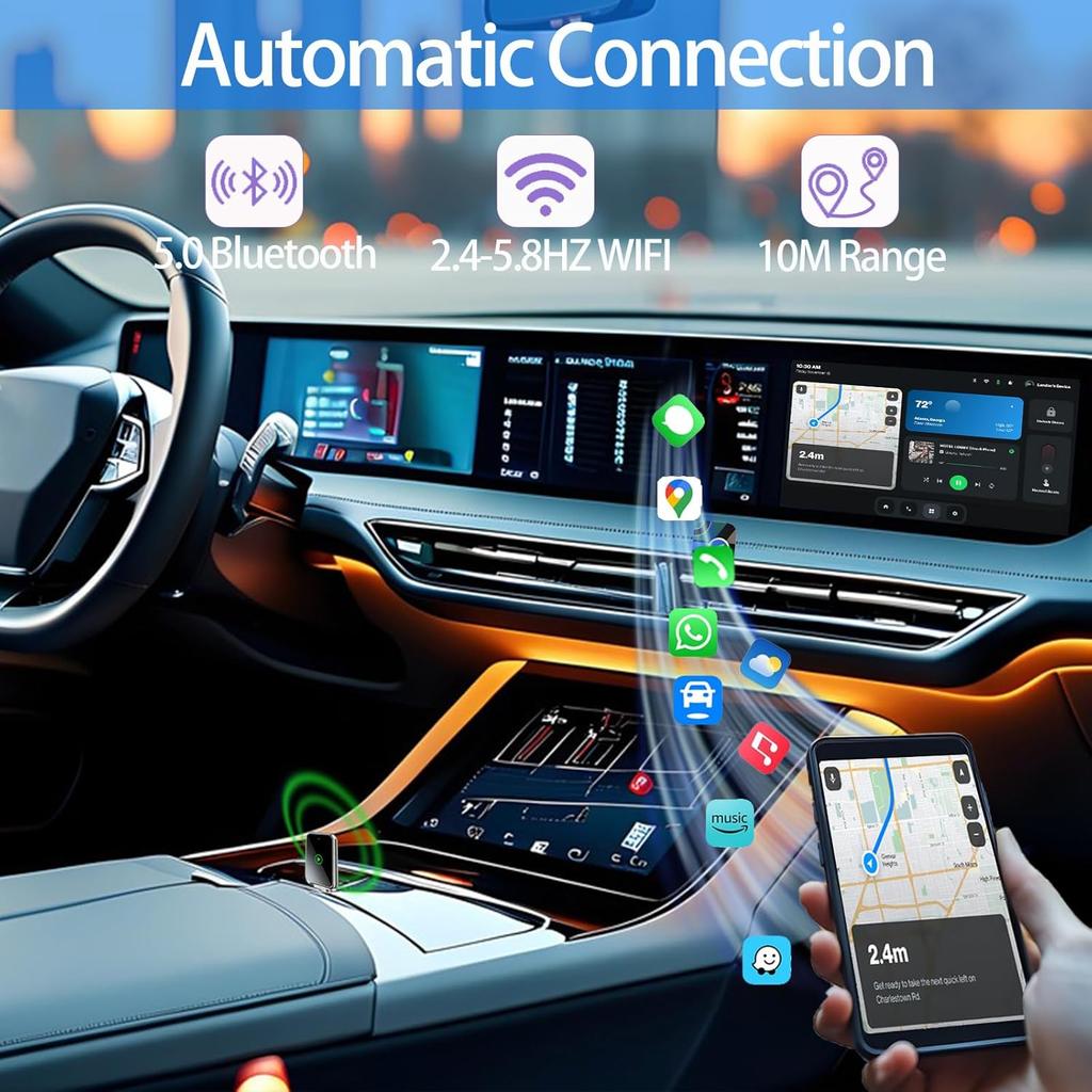 Wireless CarPlay adapter for iPhone, plug and play, for 2015 and later cars
