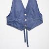 2025 Spring Women's European & American Style Fashion Denim Backless Top