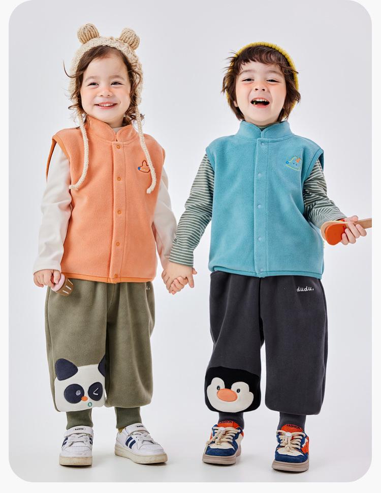 Dudu Home Baby Coral Fleece Cartoon Sports Pants - Trendy Spring Wear for Boys and Girls