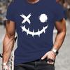 Distressed Evil Smile Graphic Print T-Shirt,Lightweight T-Shirt Breathable Cool, Comfortable Wear