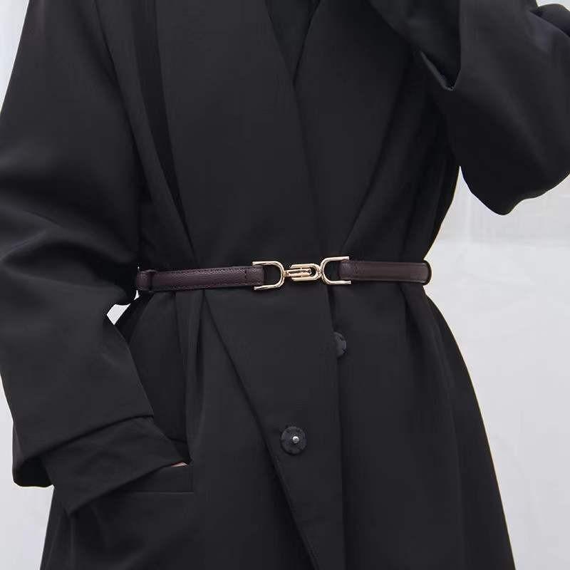 

Adjustable No Punch Womens Retro Gold Buckle Fashionable Pu Belt For Any Outfit A115 Coffee