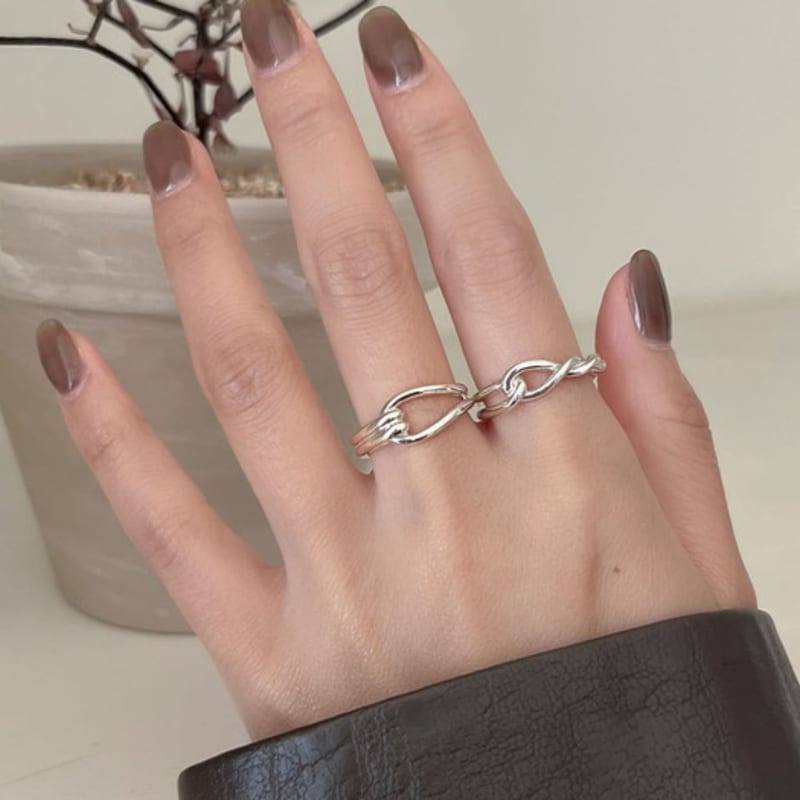 youngglow silver925 double line loop ring (2color)