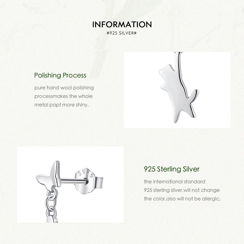 MODIAN 925 Sterling Sølv Søt Spille-Katt Øredobber For Kvinner Dyr Ørestifter Smykker Festtilbehør