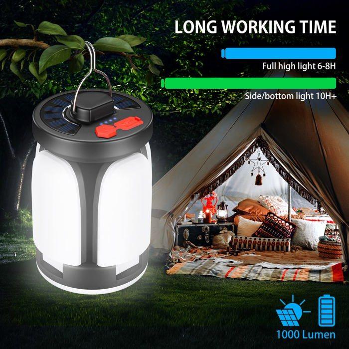Lampe de camping - AIMOONSA - 3600mAh - 60 LED 6 modes - Panneaux pliables 360° - IP67 étanche