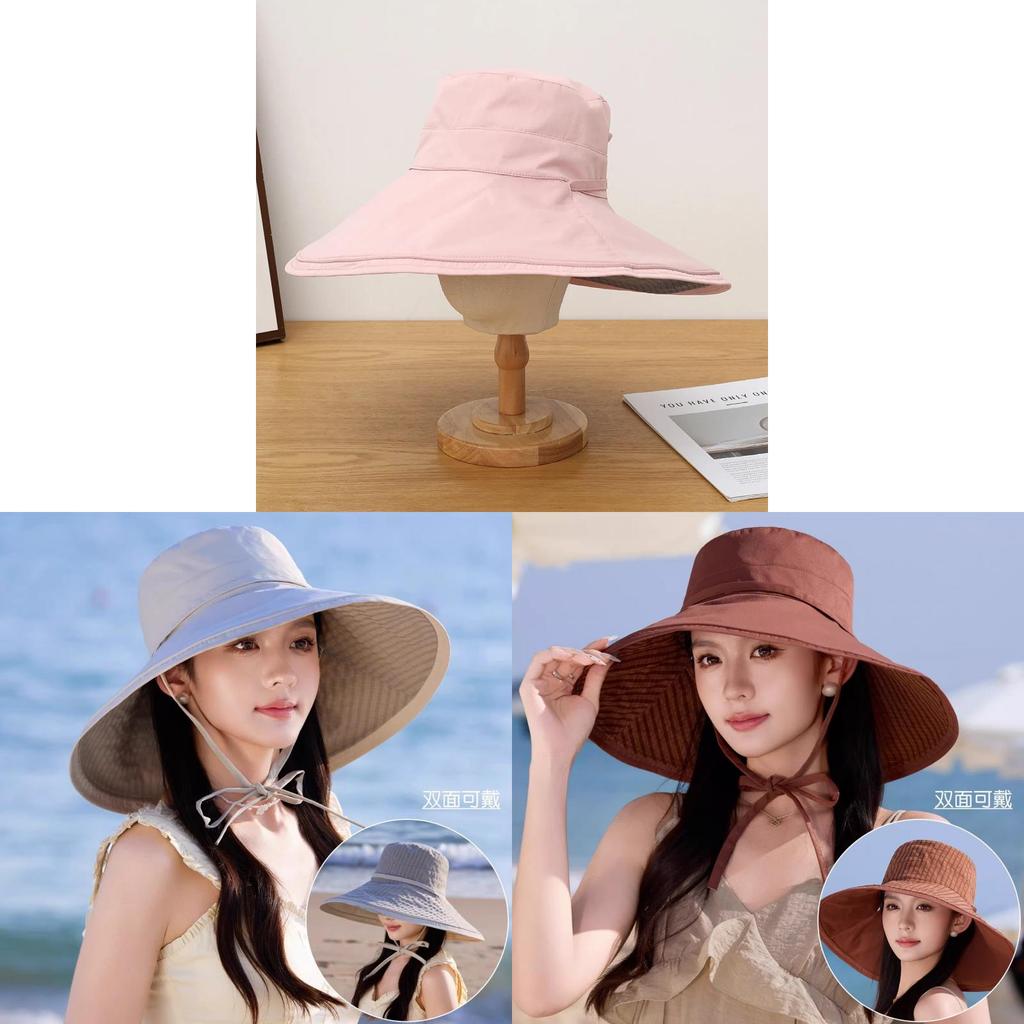 Uv Protection Bucket Hat For Women With Large Brim Sun Shield Summer Beach Outdoor Accessory