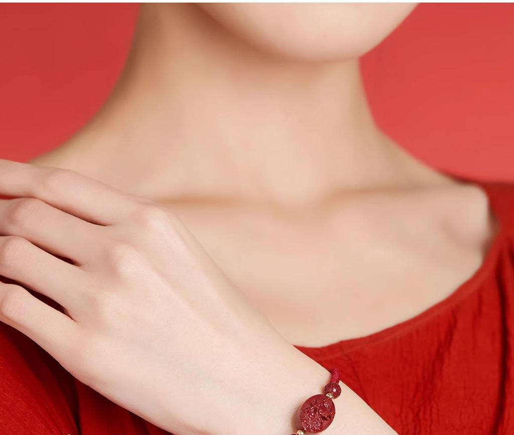 2025 Dragon Year Cinnabar Zodiac Guardian Hand-Woven Red Rope Bracelet for All Genders and Children