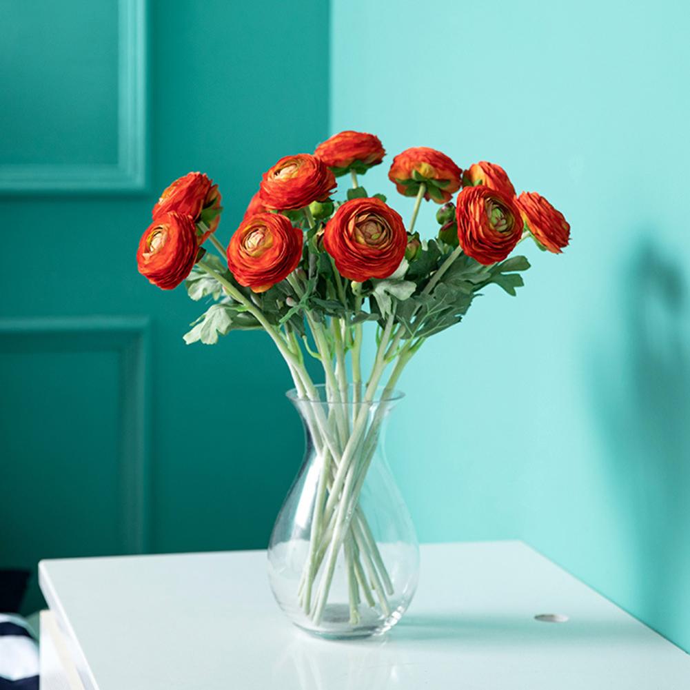 Use Artificial Flowers Artificial Ranunculus Asiaticus 2 Head Silk Flower Stem Realistic Peony Faux Bloom Arrangement Wedding