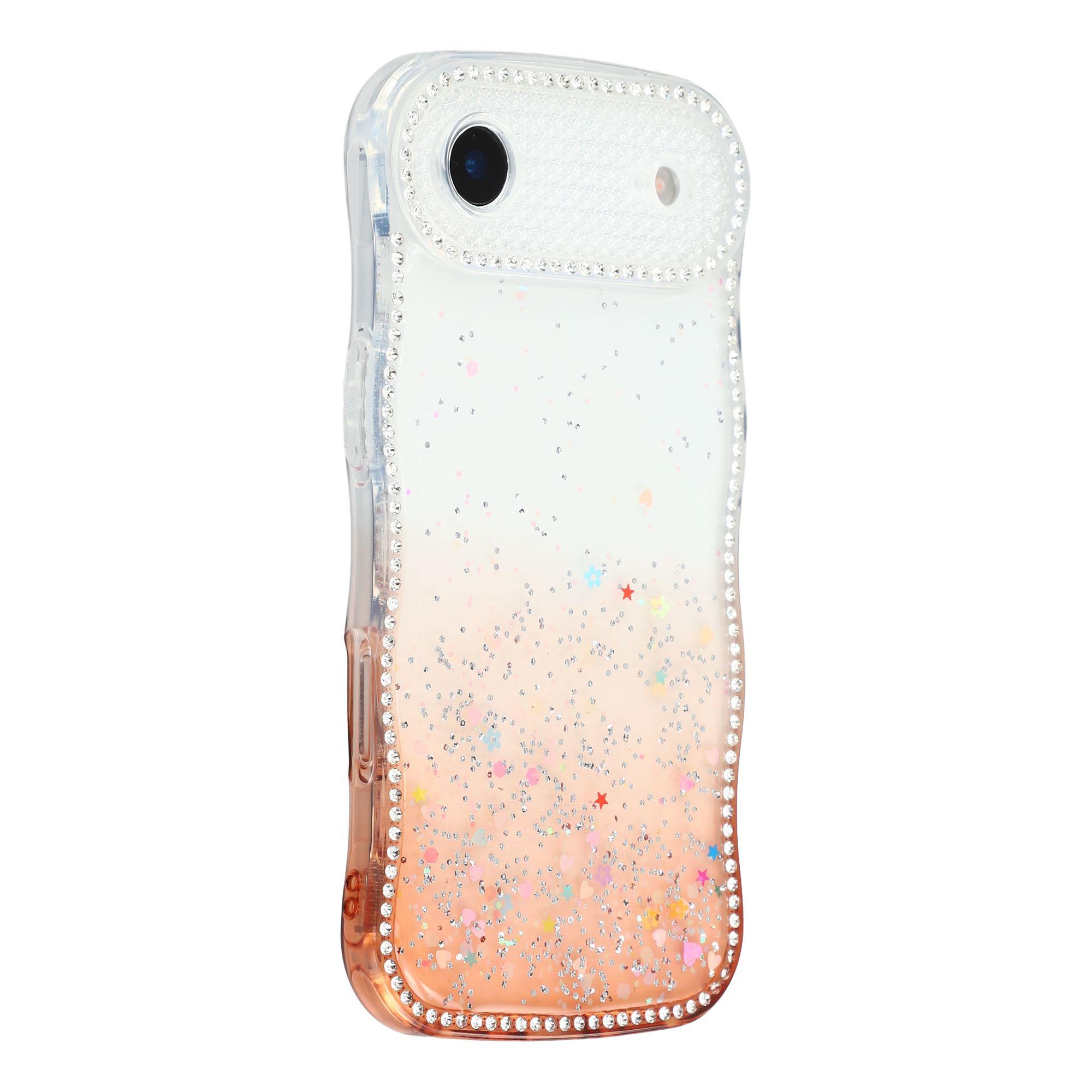 For iPhone Air Case Glitter Epoxy Design TPU Phone Cover with Sparkly Rhinestone Decor Wave Frame