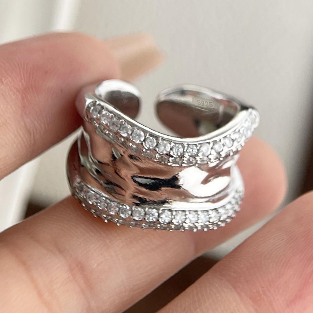 Xiaomi 925 Sterling Silver Rings for Women Couple Minimalist Handmade Simple Wide Zircon Ring Fine Jewelry Gift Prevent Allergy