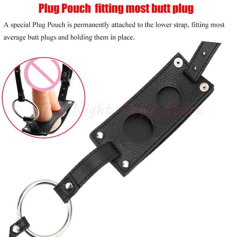 Femei Lesbian Strap-on Dop Anal și Harnasament Dildo, Chiloți de Castitate Strapon din Piele cu Inel pentru Cock, Jucării Sexuale Bondage pentru Bărbați