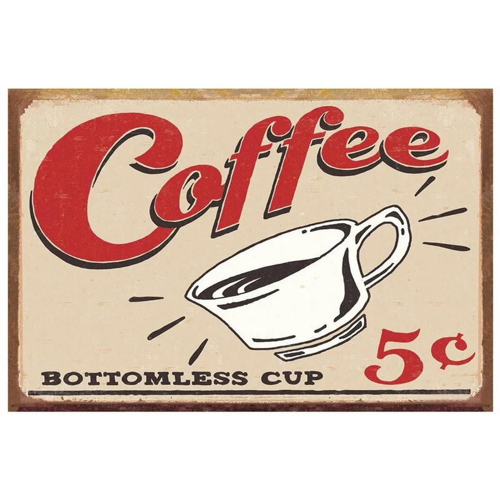 Vintage Coffee Metal Tin Sign Plaque Metal Plate Retro Wall Art Posters For Cafe Bar Pub Kitchen Club Iron Painting Decoration