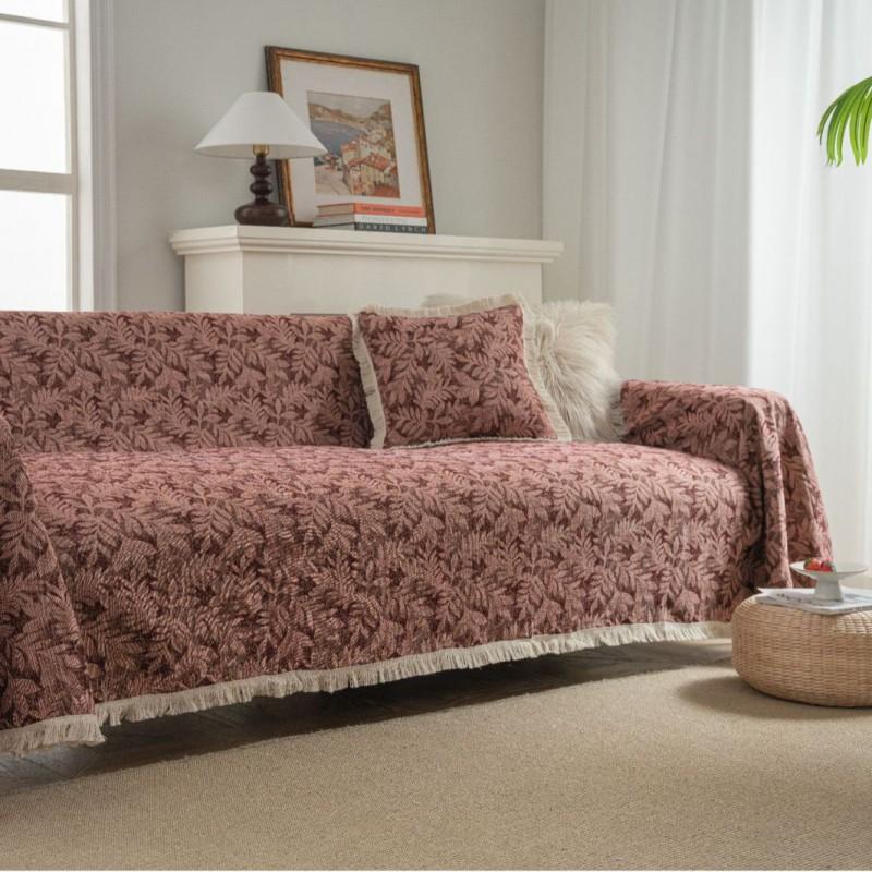 Thick Woven Floral Sofa Throw Cover Living Room Pet-Resistant Dustproof Decorative Blanket 3-Seater Couch