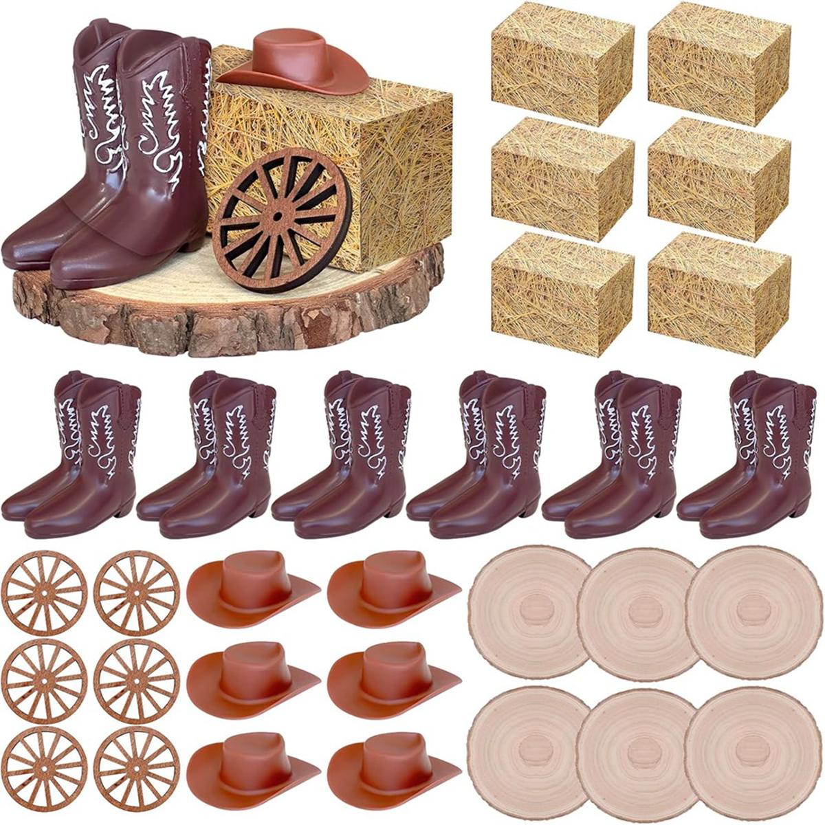 

2025+ 30 Pcs Western Cowboy Party Boot Centerpieces for Tables for Wedding Birthday Vintage Ornament Decor China Mainland