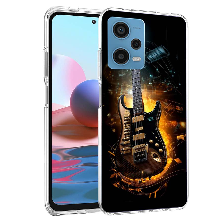 Retro Rock Music Electric Guitar Phone Case For Redmi Note 13 12 14 15 Pro Plus 13R 11 11T 11E 11S 10 Pro 10S 9 9S Cover Cell Cl