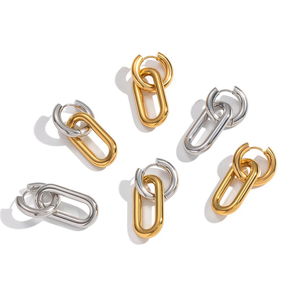  Minimalist Geometric Basic Hoop Earrings Stainless Steel 18K Gold Plated High Quality Accessory Jewelry Women Gala