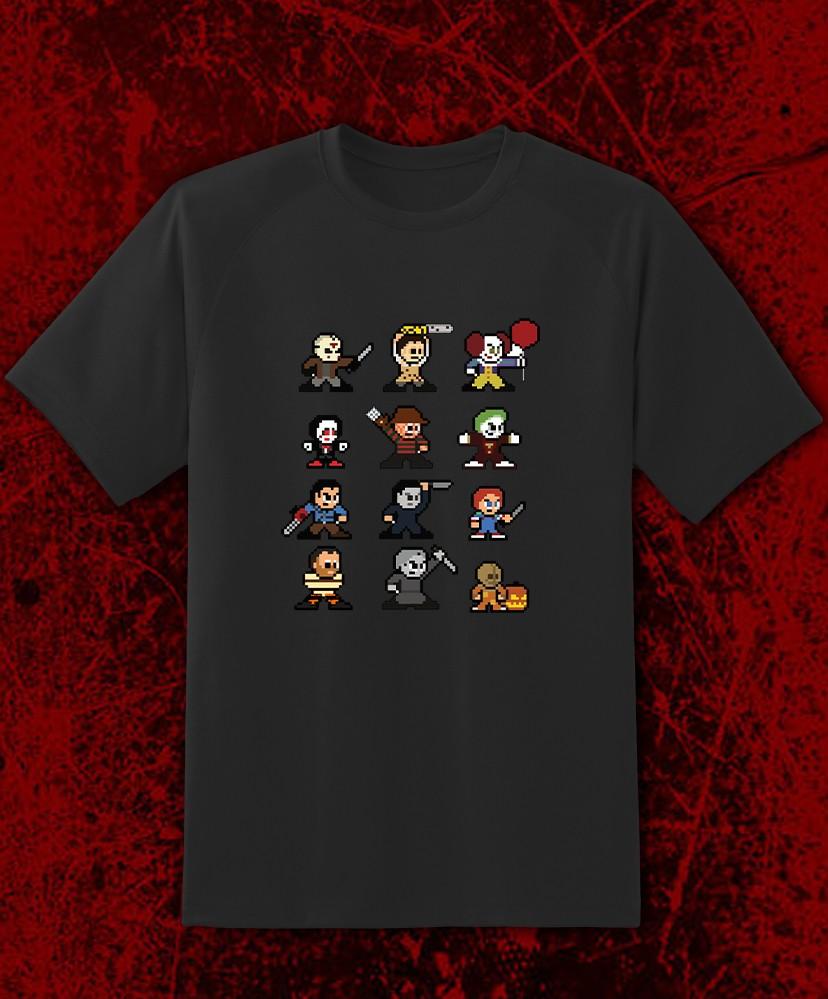 8 Bit Horror Icons Jason Freddy Halloween T Shirt Youth M - Adult 6XL Fast Ship! Unisex T-Shirt S