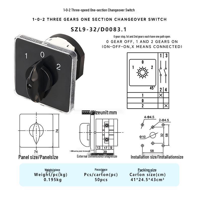 

Zhuochao SZL9-32/D0083.1 Universal Rotary Changeover Switch (Equivalent to LW31 GLE9 EP)