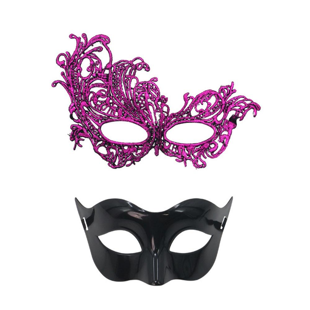 Sexy Couple Masks Lace Women Mask Plastic Men Mask Set Half Face Masks Princess Makeup Party Cosplay Nightclub Props Gifts