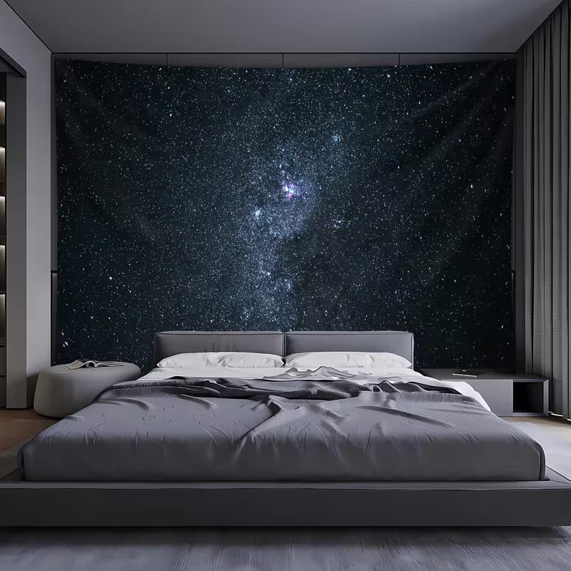 2D Dark Starry Sky Tapestry, Universe Galaxy Wall Hanging for Home Decoration