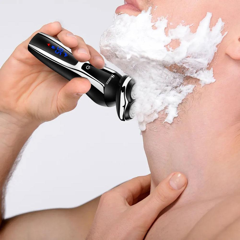 4-in-1 Beard Trimmer for Man Waterproof Electric Shaver with 3 Floating Heads Clipper USB Charging Digital Display