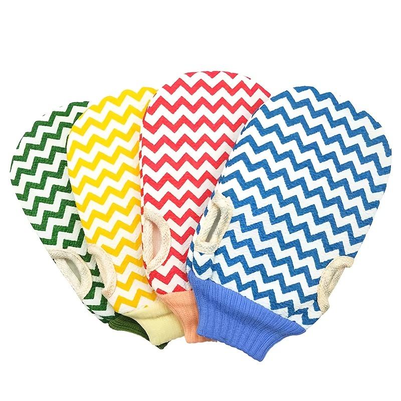 Exfoliating Bath Gloves, Double-Sided Wave Pattern, Strong Decontamination Washcloth for Adults, Men & Women, Dead Skin Removal Spa Mitts