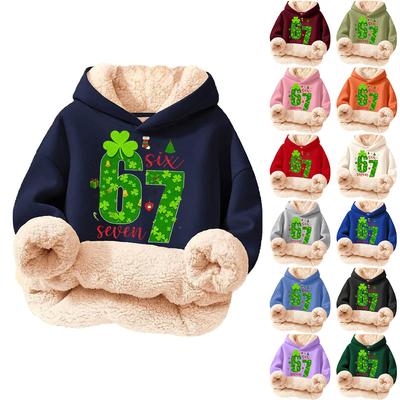 Çocuklar İçin Modaya Uygun Baskılı Günlük Polar Kapüşonlu Bol Kesim Cepli Olmayan Hoodie