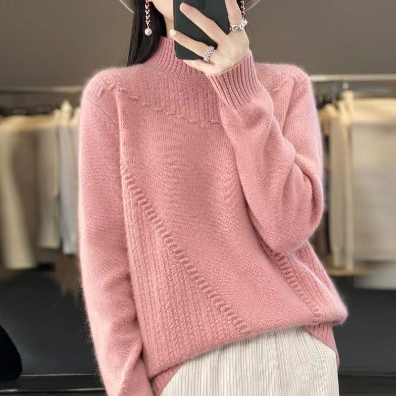Svetr Dámský Podzim Zima Zesílený Hřejivý Pletený Pružný Dlouhý Rukáv Oversized Top