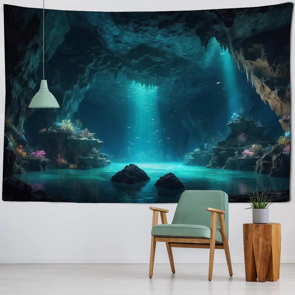 

Beautiful Garden Landscape Tapestry Fairy Tale Poster Wall Hanging Dreamy Home Art Decor for Coastal House Backdrop 74x94cm(29x37in)