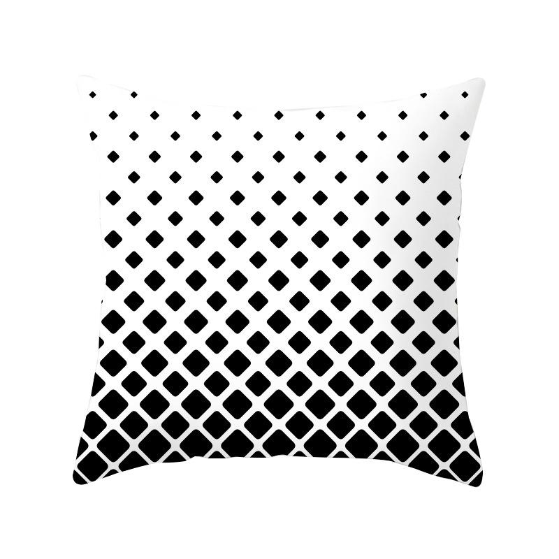 Simple Style Home Decoration Abstract Geometric Grid Black and White Lines Light Luxury Sofa Waist Support Pillow Cover Cushion
