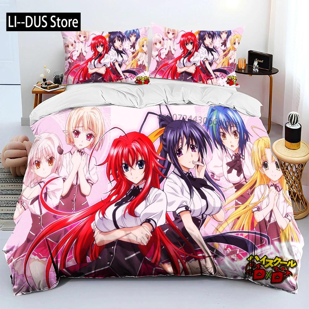 Sexy Girl High School DxD Anime Bedding Set Duvet Cover Bed Set Quilt Cover Pillowcase Comforter King Queen Size Boys Adult