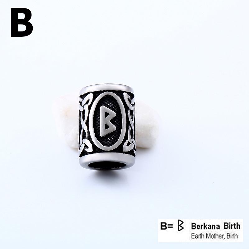 BEIER Nordische Wikinger Runen Buchstaben Titan Edelstahl Perlen - Retro Ärmel Zubehör