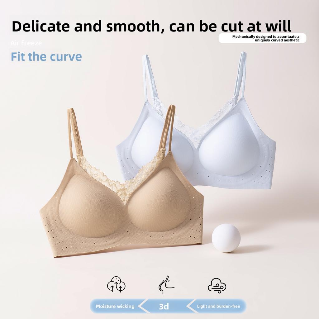 French Seamless Naked Feel Soft Support Bra, Fixed Cup Breathable Skin-Friendly Wireless Bra