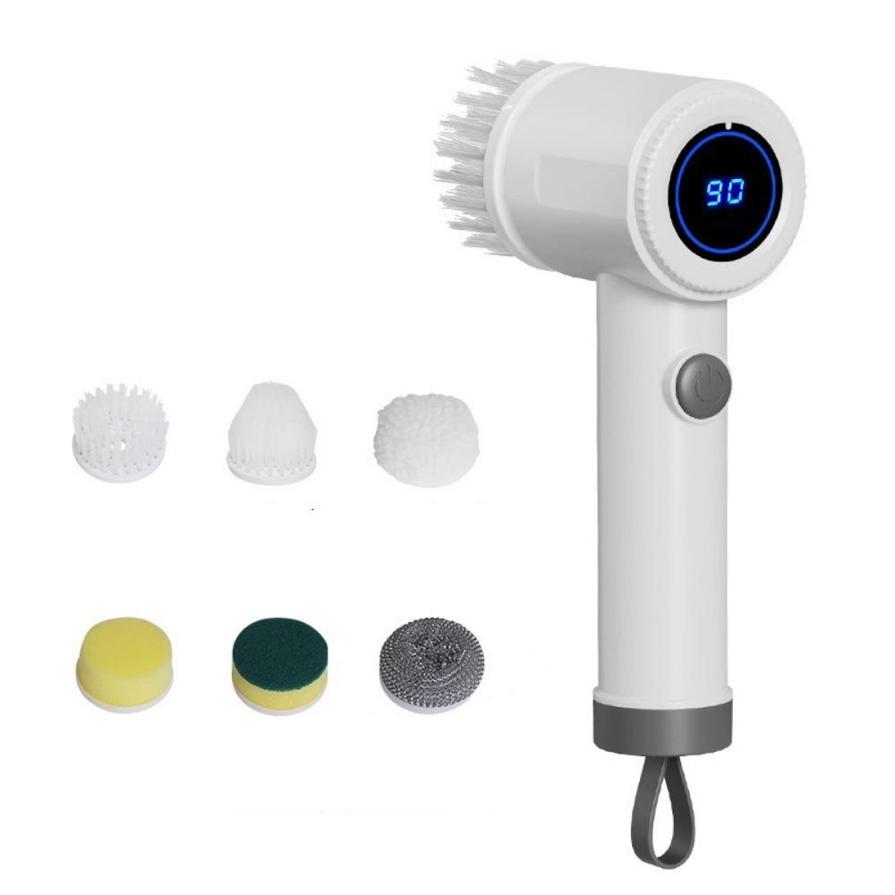 Rechargeable Cordless Cleaning Brush Waterproof Handheld Dishwashing Brush  Car Cleaning белый