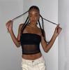 Summer 2022 Solid Color Sleeveless Mesh See-Through Crop Top Vest - Women's Casual European American Style